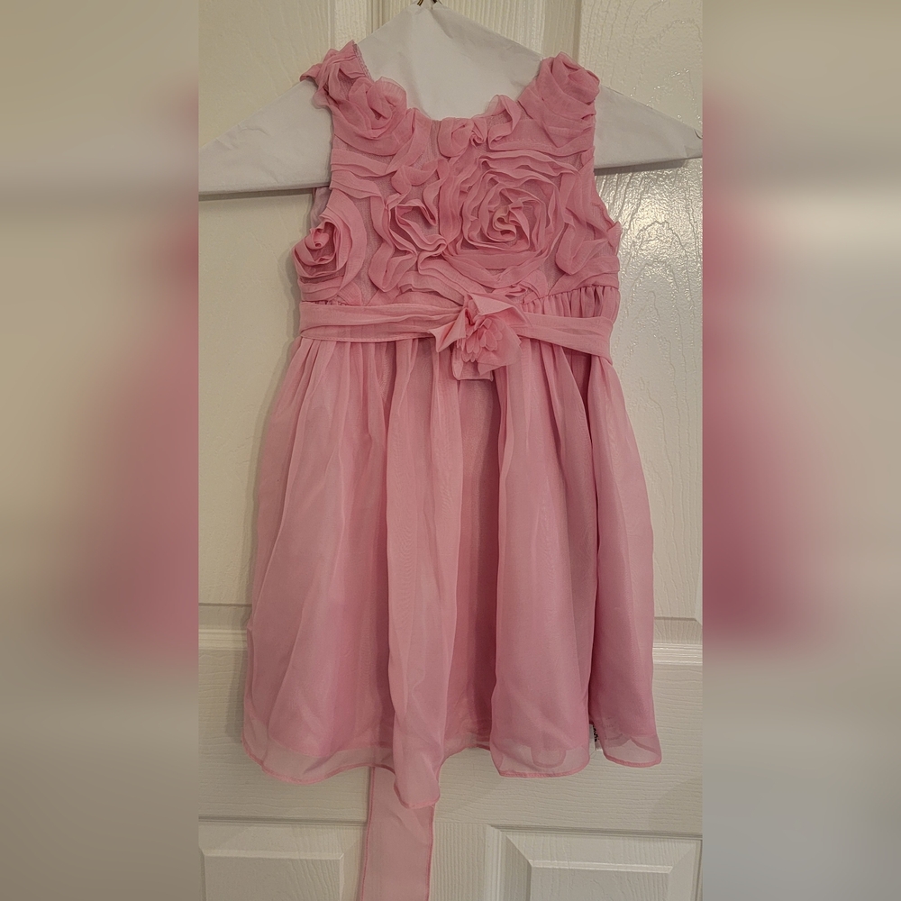 Elegant Pink Rosette Kids Dress